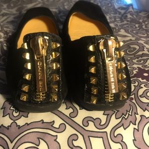 Gianni Bini Studded Back Zip Suede Ballet Flats